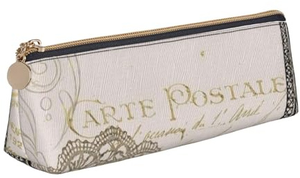 Trousse à crayons et trousse à maquillage en cuir PVC avec fermeture éclair pour l'école, le bureau, les voyages, Tour de Paris Romantique, One Size, Cartable