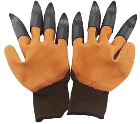 SMTYXS 1 Paar Gartenhandschuhe Mit Krallen For Mühelosen Graben Von Unkrautsamen Und Schützen Ihrer Finger Nägel Starker Griff