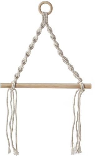 Porta Asciugamani da Muro in Legno Cotone Beige, Decorativo Creativo | Montaggio Semplice, Adatto Casa e Bagno, Funzione Contenitore, Stile Boho Artigianale, Uso Quotidiano Ordinato