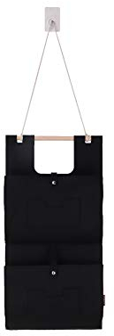 RAIKOU Filzhängetasche Organizer zum Aufhängen an Wand und Tür Wandtasche Filztasche großen Fächern Faltbare Aufhängetasche Fürs Wohnzimmer Kinderzimmer am Schreibtisch und im Bad (Schwarz,2 Taschen)