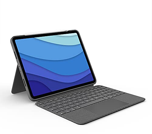 Logitech Combo Touch Tastatur-Case für iPad Pro 11 Zoll (1., 2., 3. und 4. Generation – 2018, 2020, 2021, 2022) Hintergrundbeleuchtung, überall klickbarem Trackpad, Deutsches QWERTZ-Layout - Grau