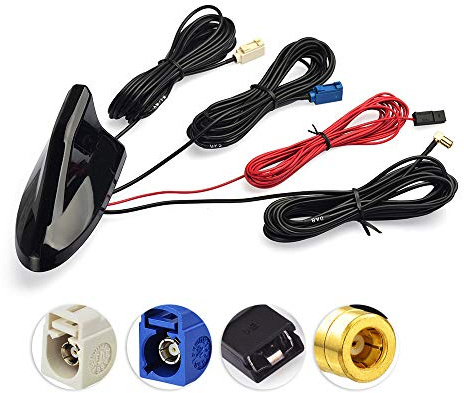 Eightwood DAB+ Car Radio Aerial Splitter GPS Adapter AM/FM to DAB Shark Fin Roof Antenna Signal Amplifier with Cable RG174 500cm