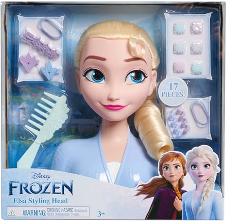 Just Play Disney Frozen 2 ELSA die Schneekönigin Frisierkopf Deluxe 20cm mit 14 Zubehörteilen für Styling-Spaß, ab 3 Jahren, 26.04