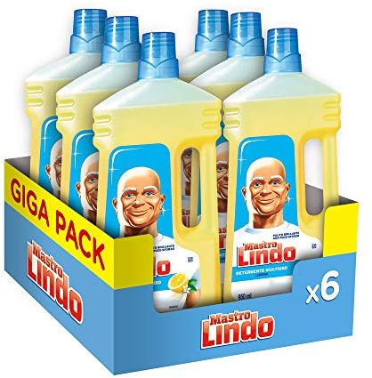 Mastro Lindo Detersivo Pavimenti Limone, Maxi Formato 6 Pezzi da 950 Ml, 5.7 L