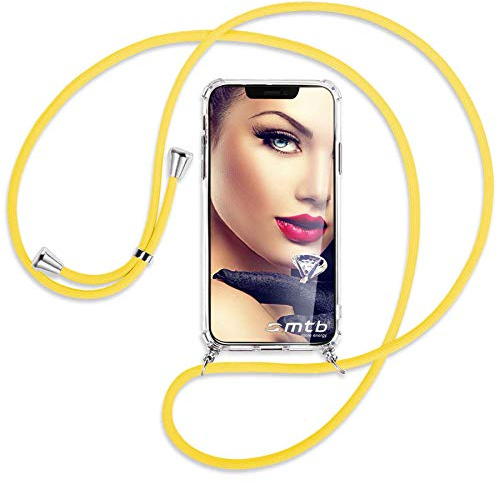 mtb more energy® Handykette kompatibel mit Sony Xperia X Compact (4.6'') - Banana Gelb - Smartphone Hülle zum Umhängen - Anti Shock Full TPU Case