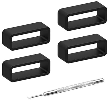 Elifel Cinturino per orologio in gomma 4packs Loop Cinturino per orologio Sillicon Smartwatch Smartwatch Keeper Anello per supporto di ricambio 14mm