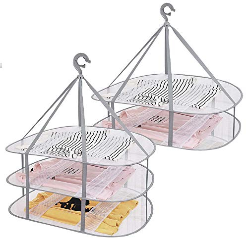 Fatiya Stendibiancheria pieghevole antivento, con fascia di fissaggio, portabiancheria pieghevole per maglioni, per esterni e interni (2 dimensioni) (beige)