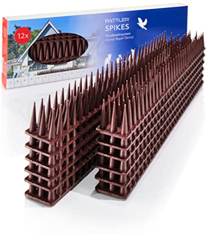 PATTLER® Vogelabwehr aus Robustem Kunststoff | Taubenabwehr für Balkon, Dach, Fensterbank, Zaun | Vogelabwehr & Taubenschreck | Taubenabwehr Spikes - 12 STÜCK x 43cm (Gesamtlänge 5.16 Meter)