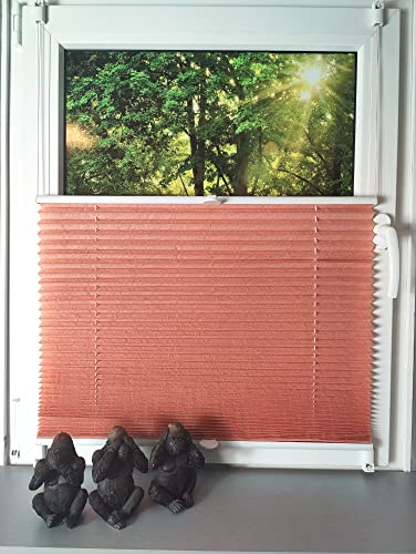 Gardinen Senay Klemmfix-Plissee verspannt mit Klemmträger, Crush-Optik, blickdichte Transparenz, Breite: 40 bis 120 cm/Länge: 130 cm und 210 cm, Farbe: Lachs (85 x 130)