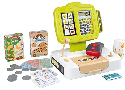 Smoby - elektronische Supermarktkasse - Spielkasse mit Taschenrechnerfunktion, Licht- und Soundgeräuschen sowie viel Zubehör, für Kinder ab 3 Jahren