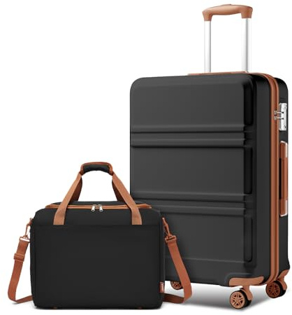 KONO Mittelgroß Reisekoffer 65cm Set Mit Ryanair Reisetasche 40x30x20cm | 2 Teiliges Reisegepäck Ideal Für Geschäftsreisen, Robuste Hartschale, TSA Schloss, Leiser Rollen Und Einfacher Transport