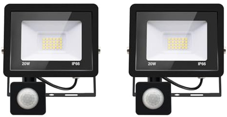 2pack-faro led esterno con sensore movimento 10W Bianco Caldo 3000K IP66 Impermeabile faretto esterno con sensore di movimento 1000LM faretto led da esterno per Cortile,Giardino