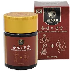SAMSIDAE - Koreanischer Roter Ginseng & Ingwer, Ginseng Standardisiert 10 mg/g, Energie, Verdauung, Immunität, Löffel Inklusive, Premium Qualität, 1-Monats-Vorrat, 50g