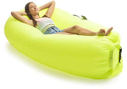 InnovaGoods Aufblasbares Sofa, Ohne Pumpe, Outdoor, Familienfreundlich, Ergonomisch, Sonne/Wasserfest, Grün/Schwarz, 210T Polyester