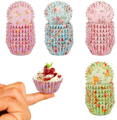 600 Stück Florale Cupcake Förmchen, Mini Muffin Förmchen Cupcake-Förmchen Papier Backförmchen Muffin Förmchen für Babyparty Hochzeit Geburtstag Partygeschenk Dekorationen