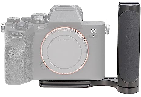 FOTGA Support stabilisateur en forme de L avec poignée latérale universelle pour appareil photo reflex numérique sans miroir, poignée avec support de 6,35 mm et griffe froide pour micro LED, plaque à