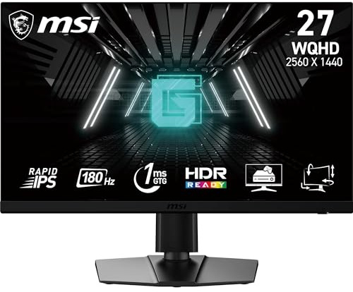 MSI G272QPF E2 27 Zoll WQHD Gaming Monitor - 2560 x 1440 Rapid IPS Panel, 180 Hz / 1ms GtG, 125% sRGB Colour gamut, Adaptive-Sync - DP 1.4a, HDMI 2.0b CEC