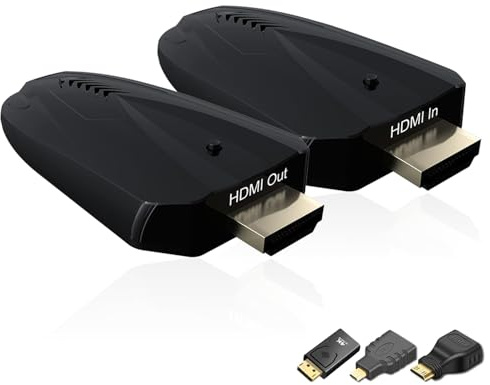 Wireless HDMI Transmitter and Receiver, 4K Input Supported, 492FT Range, Plug and Play 2.4G/5G Wireless HDMI Extender Kit for Video and Audio Transmission for Laptop/PC etc No App/Bluetooth Needed
