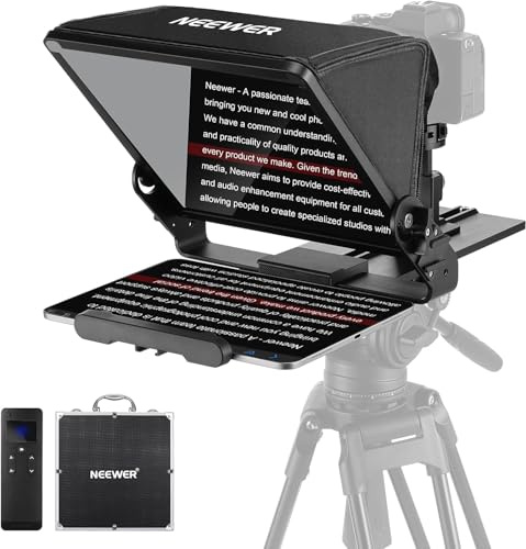 NEEWER X12II Teleprompter mit Arca Typ Kamera Halterung Cold Shoe RT113 | Fernbedienung NEEWER Teleprompter App Steuerung, Online Unterricht Vlogger Live Streaming Prompter kompatibel mit iPad Tablet