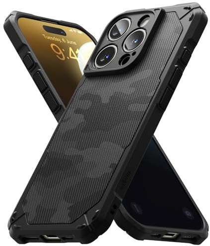 Ringke Rugged Gear Case für iPhone 16 Pro Max Hülle, Tarnmuster Robuster Stoßfester Bumper Fester Griff rutschfest Kratzfest Langlebig Schützende Handyhülle - Camo Black