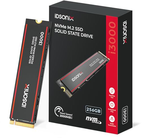 iDsonix M.2 SSD 256 GB, PCIe Gen3x4 M.2 2280 NVME SSD, Geschwindigkeit bis zu 1.800 MB/s, interne SSD mit 3D NAND Flash und Kühlkörper für den Bürogebrauch, Fotografie und Videobearbeitung