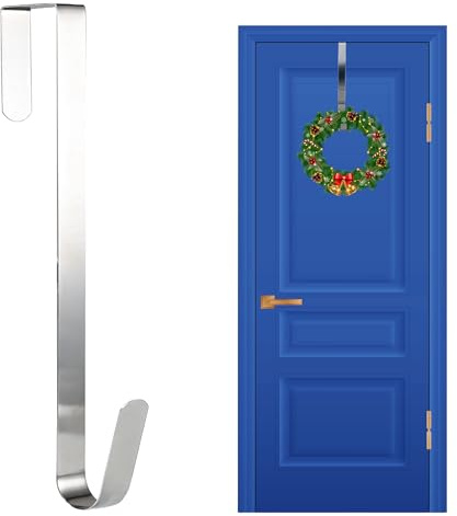SHATCHI 1Pc Christmas Wreath Door Hanger – 30cm Metal Front Door Wreath Holder Over Door Hook for Christmas Home Office Wall Wedding Hanging Decorations Wreaths