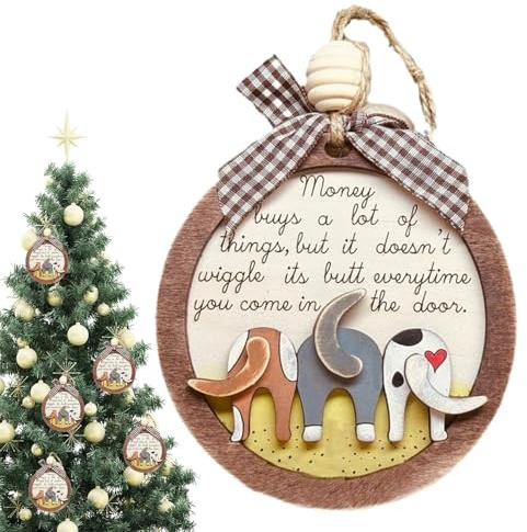 Christbaumschmuck aus,Holzschmuck für den Weihnachtsbaum | Aufhängbare Hunde-Hintern-Dekoration für den Weihnachtsbaum - Weihnachtsbaum umweltfreundlicher Weihnachtsbaumschmuck aus