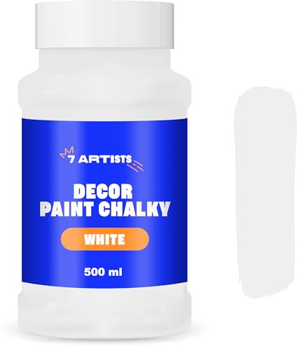 7 Artists Chalk Paint Weiß 500 ml für Möbel und Holz | Kreidefarbe auf Wasserbasis - Weiße Farbe ohne Schleifen für Wand und Andere Oberflächen