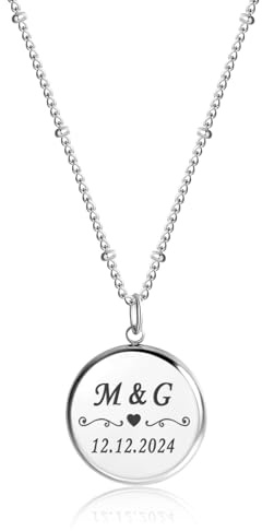TMT Personalisierte Kette Damen mit Buchstaben | Kette mit Gravur mit Buchstaben Anhänger | Schöne Namenskette Gold Silber und Rosegold mit Initialien für Weihnachten, Geburtstag