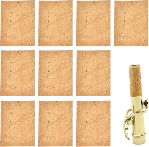 10 Stück Saxophon Korken, Universal Saxophon Sax Halsgelenk Korkblatt Hals Dichtung Korkblatt Ersatz Instrumentenzubehör, Universal Tenor Saxphone Halsgelenkkorken für Alto/Sopran/Tenor