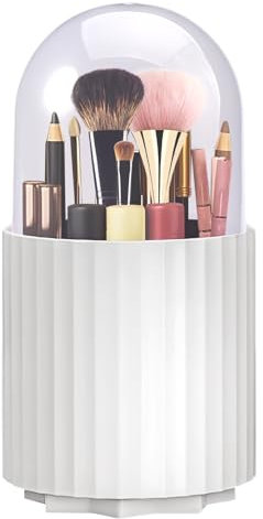 FerraDrend Make Up Pinsel Halter 360° Drehbarer,Pinselhalter Kosmetikr mit mit Klarem Deckel,5 Fächer Make up Brush Holder,Makeup Pinsel Organizer für Schminktisch, Schlafzimmer
