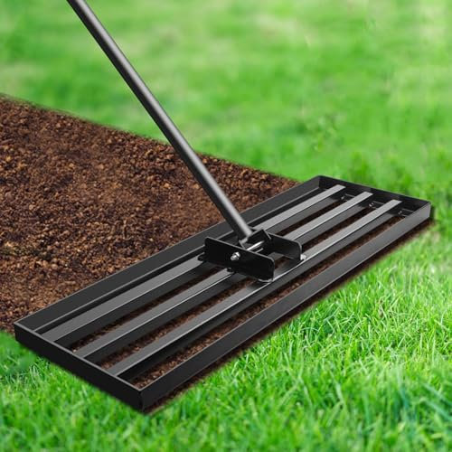 Rastrello Livellatore per Prato 75x25cm, Rastrello Livellatore per Prato per Uso Resistente con Manico Regolabile Antiscivolo da 213cm, Livellatore per Prato Rastrello per Giardino, Campo da Golf