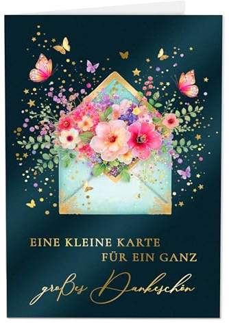 Joli Coon Papeterie Großes Dankeschön Karte STARDUST - Premium Danke Karte mit FinePaper Kuvert und echtem Wachssiegel - 17 x 11,5 cm