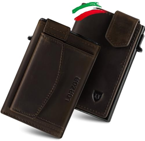 LORZOR Cartera Tarjetero Hombre con Monedero XXL, Carteras para Hombre Pequeñas con Cierre Magnético, Billetera Piel con Bloqueo RFID, Wallet Pop-up, Capacidad para 10 Tarjetas