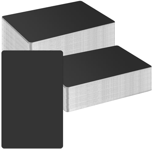 CHUENKUK 200 Stück Aluminium Visitenkarten, 86 x 54 x 0,21mm Schwarz Metall Visitenkarten Rohlinge, Metall Karten für Business, Marketing, Networking