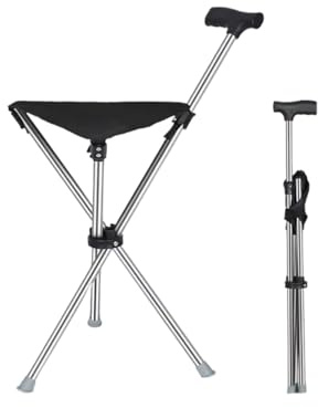 Bastón plegable con asiento, cómodos bastones plegables para mujeres y hombres, silla ligera
