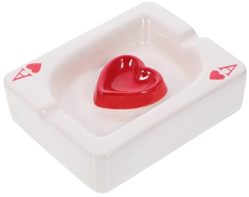 GOOHOCHY Cenicero de Cerámica Varios estilos para Escritorio Diseño de Póker y Color Blanco Base Plana Adorno Creativo Hogar y Oficina