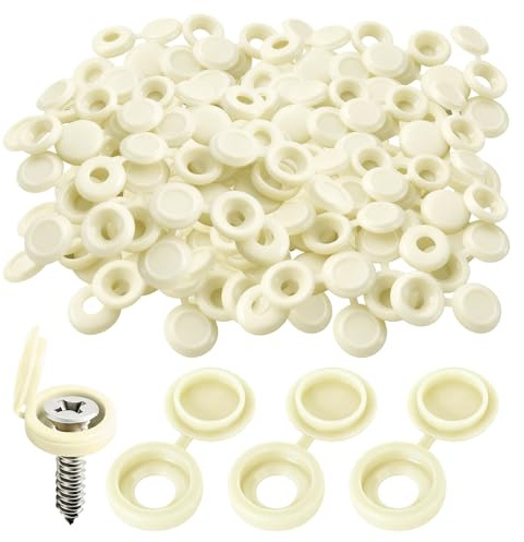 300pcs White Plastic Screw Caps, Hinged M5 Folding Cover Caps | Snap, Fixings for Door Furniture Cabinet Cupboard Wardrobe