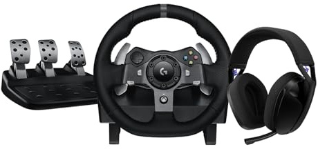 Logitech G G920 Driving Force Racing Wheel and Floor Pedals, Real Force Feedback,G321 LIGHTSPEED Wireless Bluetooth Gaming Headset,20+ hrs battery, PC, PS4, PS5, Nintendo Switch, Mobile - Black