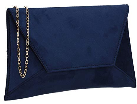 SwankySwans Dory Suedette - Bolso de mano delgado para fiesta, graduación, boda, novia, azul marino, One Size