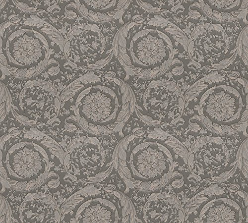 A.S. Création VERSACE WALLPAPER Vliestapete Barocco Flowers Luxustapete mit Ornamenten barock 10,05 m x 0,70 m braun grau metallic Made in Germany 935836 93583-6