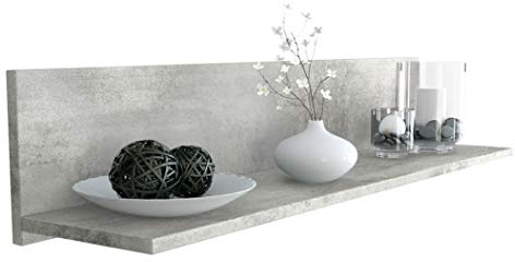 Vladon Wandregal Skadu, Made in Germany, Schweberegal mit praktischer Ablage, Beton Oxid Optik (97,5 x 18,5 x 18,5 cm)