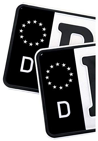 2 x Kennzeichen Sticker passgenau für EU Feld 11x5cm Design Aufkleber für Nummernschild Folie KFZ Schwarz oder mit Fahne waschstraßenfest R059 (04 Deutschland, Classic)