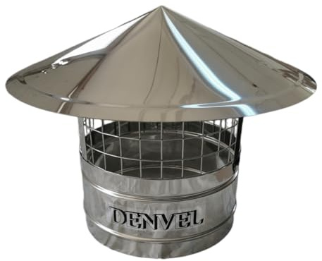 Schornsteinabdeckung Edelstahl 250 mm mit Vogelschutz – Kaminhaube Regenschutz für Rauchrohr, Schornsteinaufsatz & Lüftungsaufsatz mit Vogelschutzgitter – Denvel®