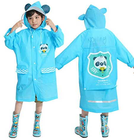 FACAI Outdoor Sports Thickened Primary School Poncho Big Hat Children's Backpack Raincoat, C-XL