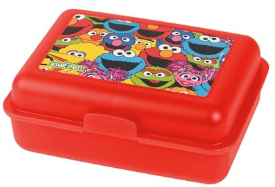 United Labels Sesamstraße Brotdose mit Trennwand 17,5x12,8x6,9 cm, Rot, Lunchbox Alle Freunde, Brotbox spülmaschinenfest