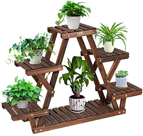 GIANTEX Estante para Plantas al Aire Libre, Banco de Flores para Exteriores de Tres Capas, Estante para Flores, Adecuado para Balcón, Patio y Jardín, 99 x 25 x 64 cm