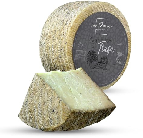 QUESOS LA ALDEA | Queso Artesano de Oveja Semicurado con Trufa 0.75 kg | Queso Semi Curado Gourmet | Lote de Quesos Perfecto para Regalo, Cestas Navidad Gourmet y Pack para Regalar