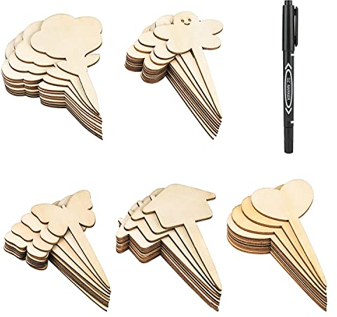 ZDNT 50 Pezzi Etichette per Piante Marcatori di Piante Etichette per Piante da Giardino Marcatori di Piante in bambù T-Tipo Etichette Etichette in Legno per Piante per Piante in Vaso,Fiori Verdure