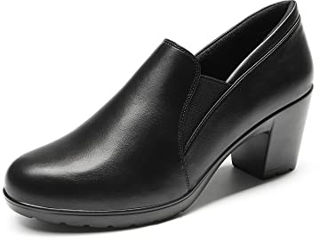 DREAM PAIRS Damen-Kleidschuhe Pumps mit niedrigem Blockabsatz Komfort-Oxfords DPU214-E Schwarz Größe 39 (EUR)